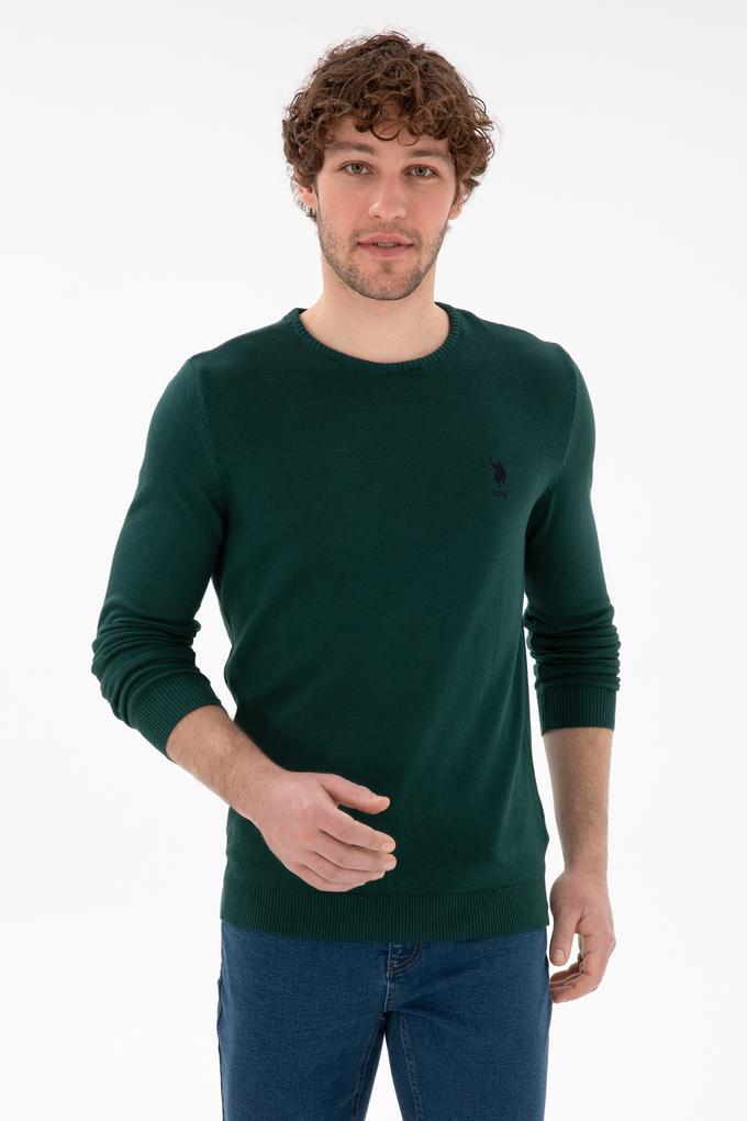 Erkek Koyu Yeşil Basic Kazak