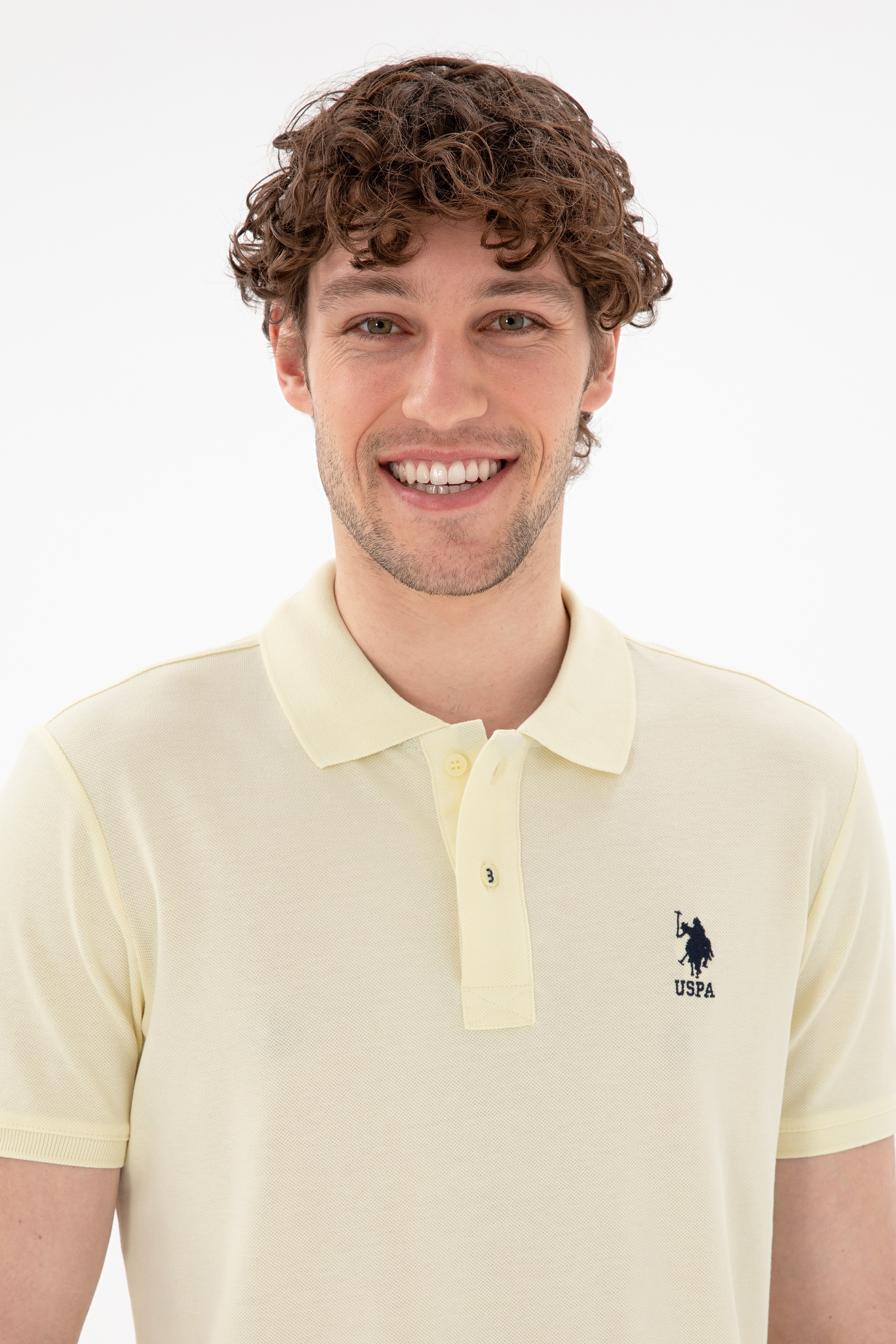 Erkek Slim Fit Polo Yaka Limon Basic Tişört - Image 2