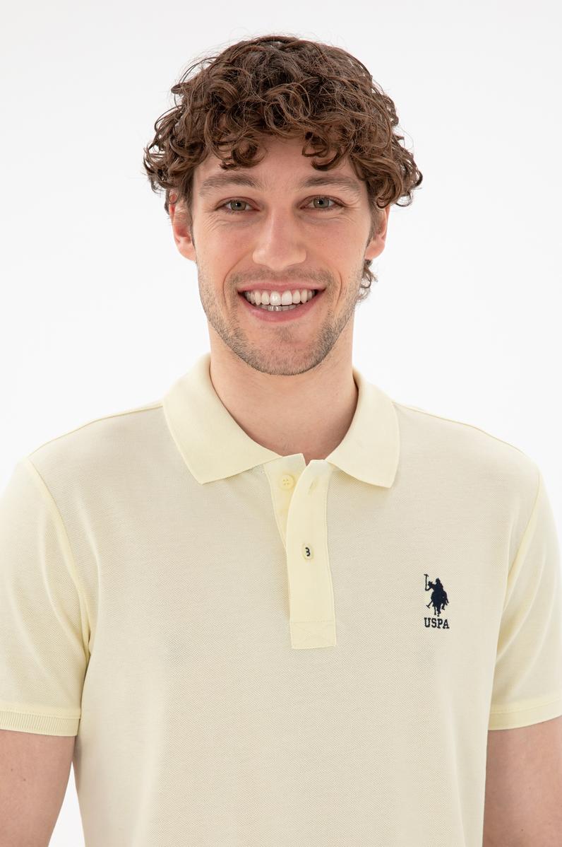 Erkek Slim Fit Polo Yaka Limon Basic Tişört