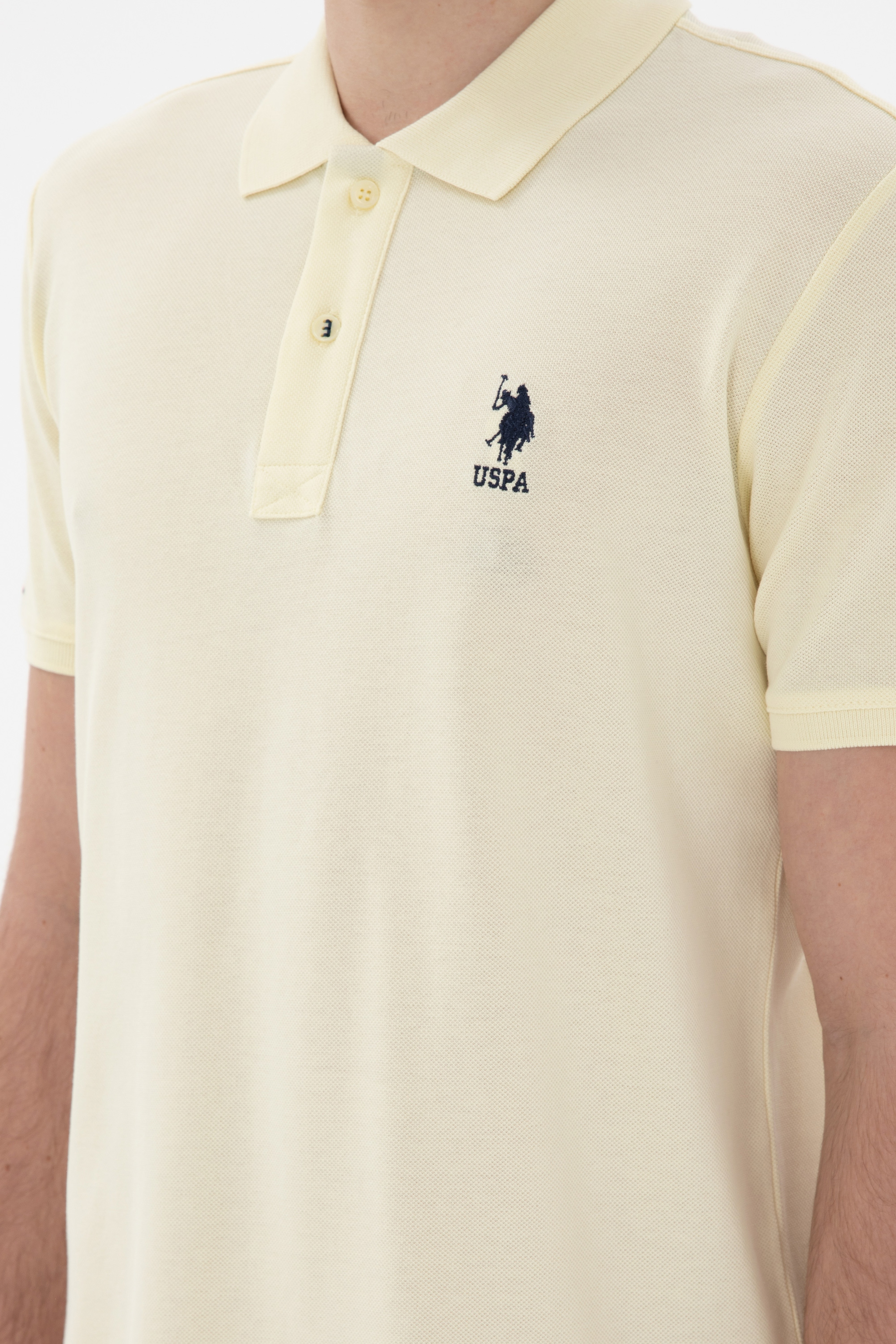 Erkek Slim Fit Polo Yaka Limon Basic Tişört - Image 7