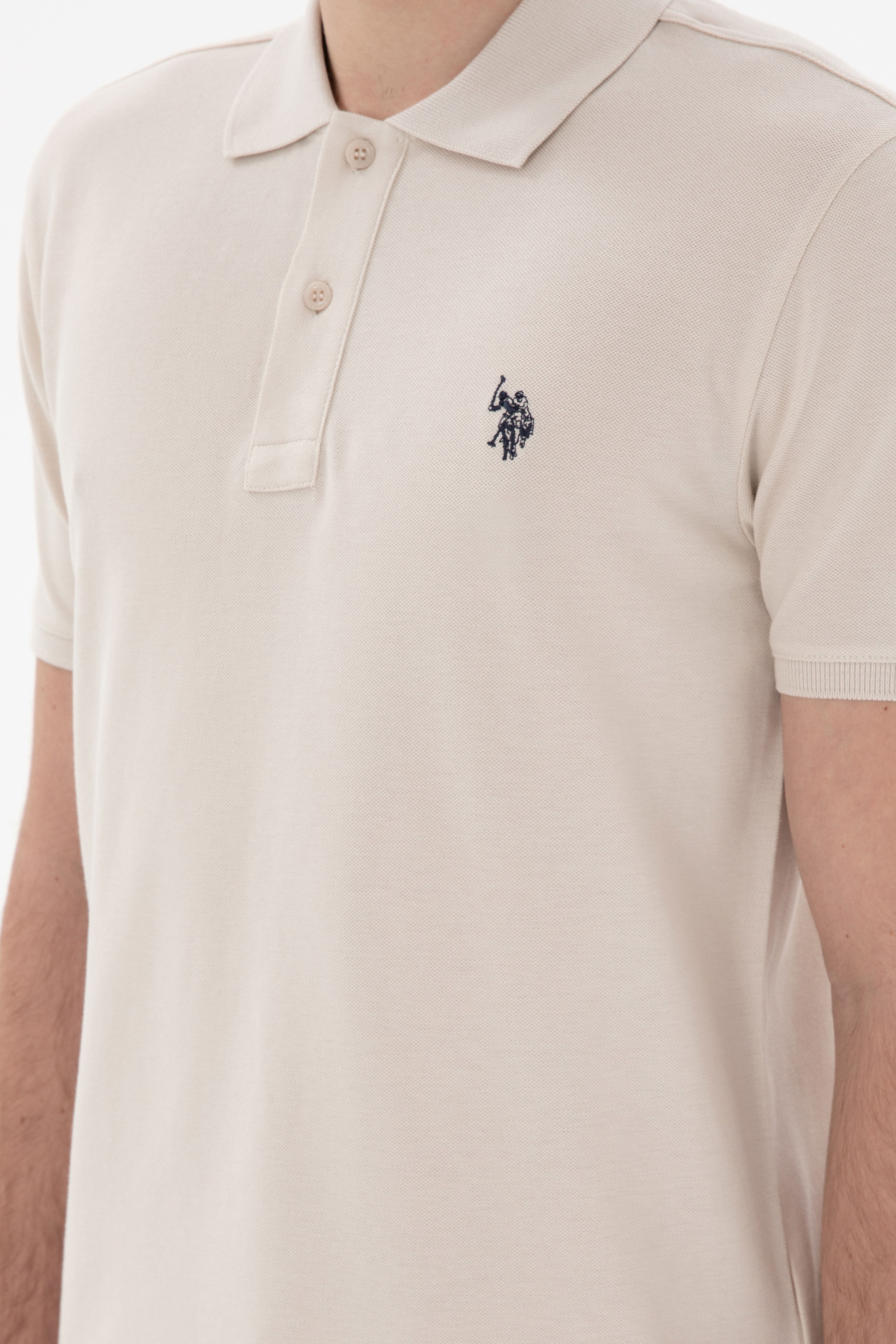 Erkek Slim Fit Polo Yaka Taş Basic Tişört - Image 7