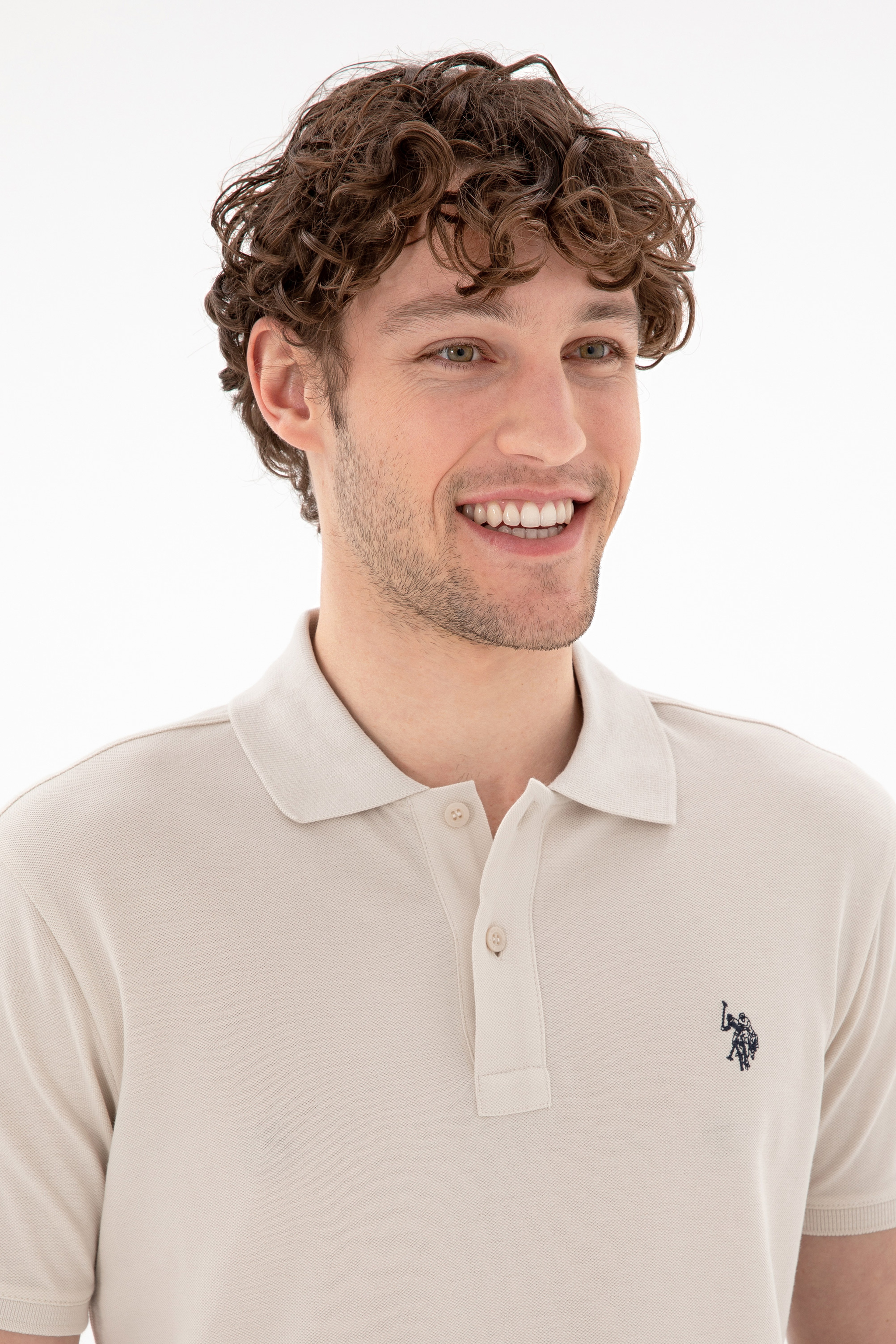Erkek Slim Fit Polo Yaka Taş Basic Tişört - Image 2