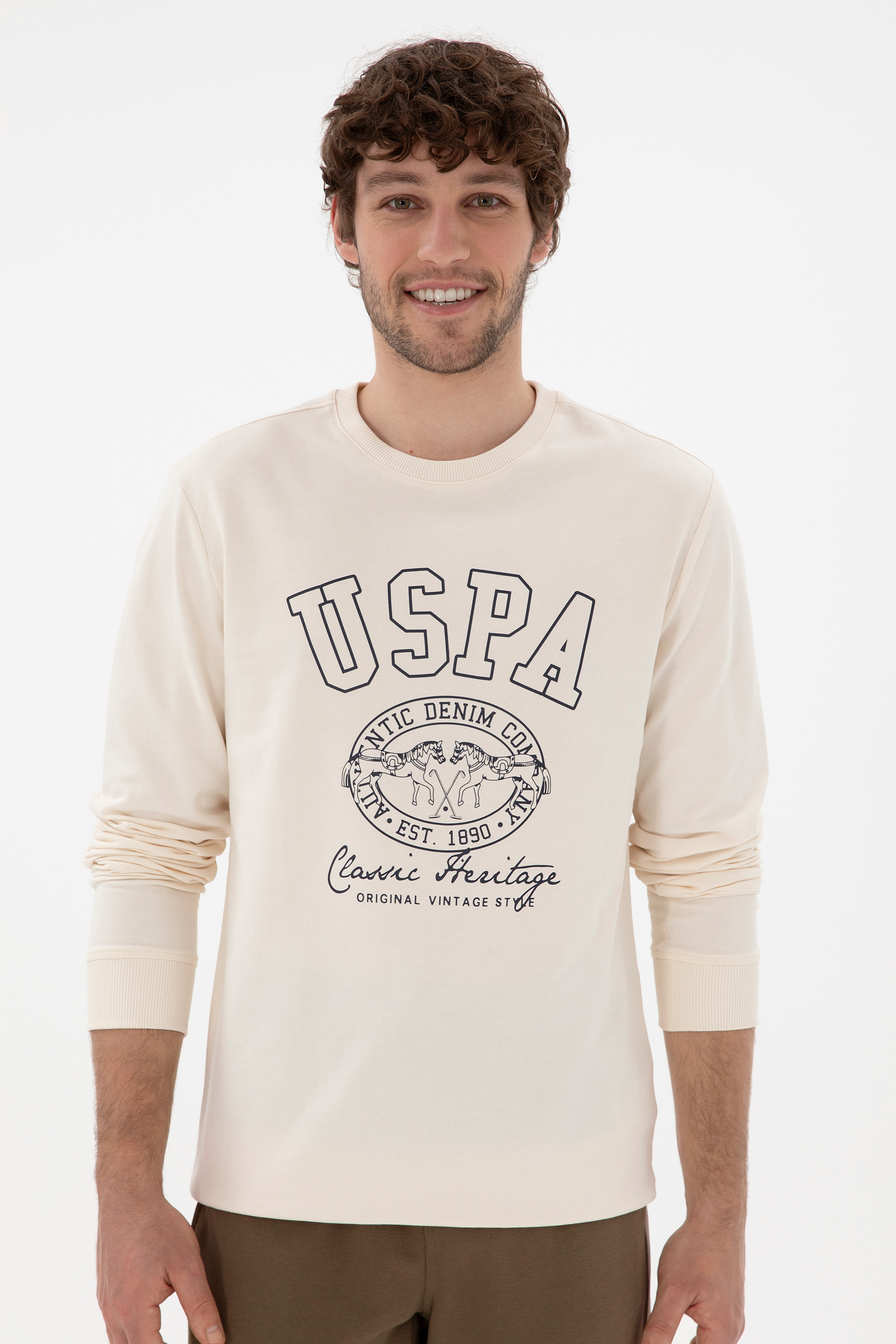 Erkek Krem Sweatshirt - Image 3