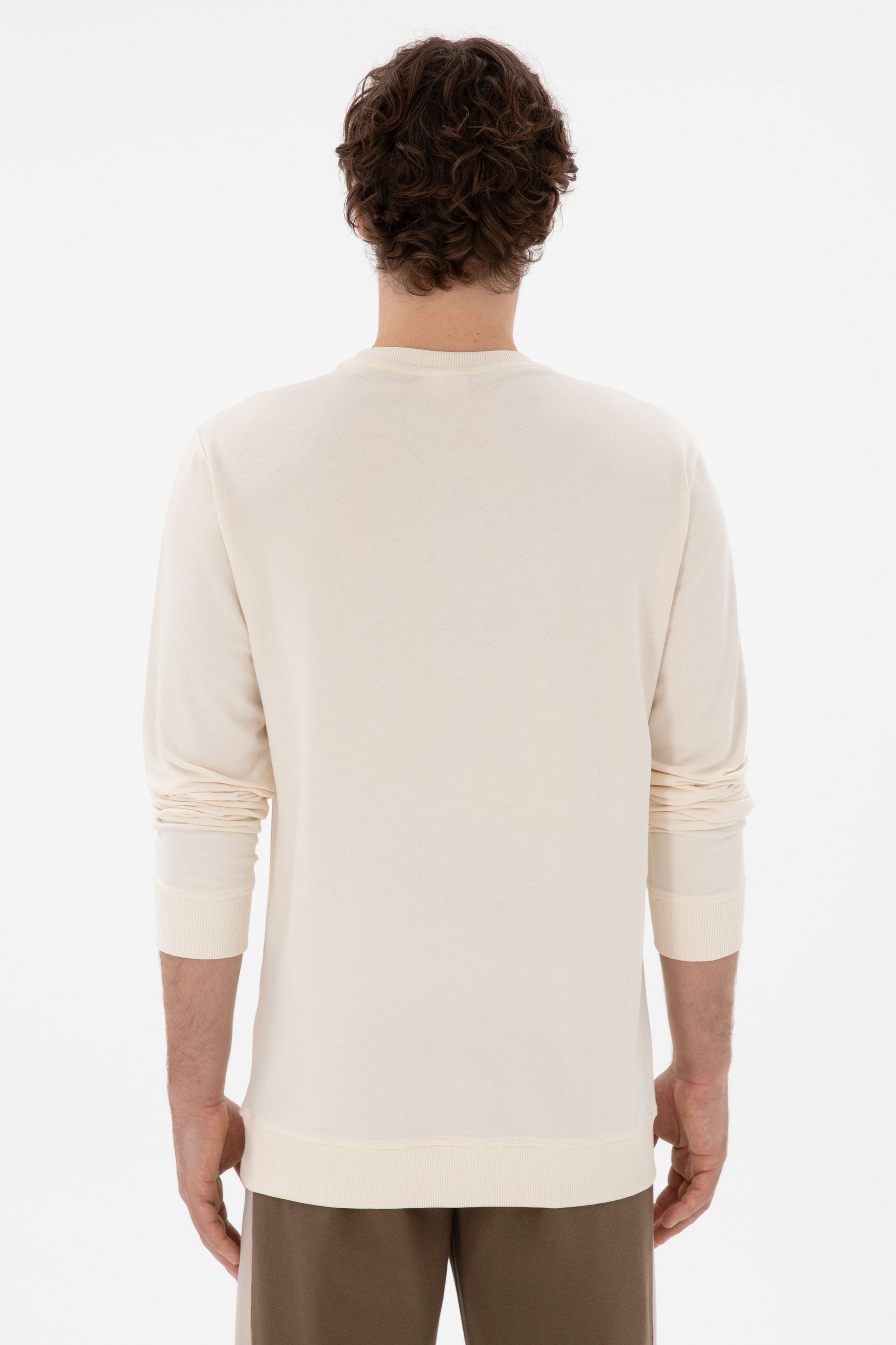 Erkek Krem Sweatshirt - Image 5
