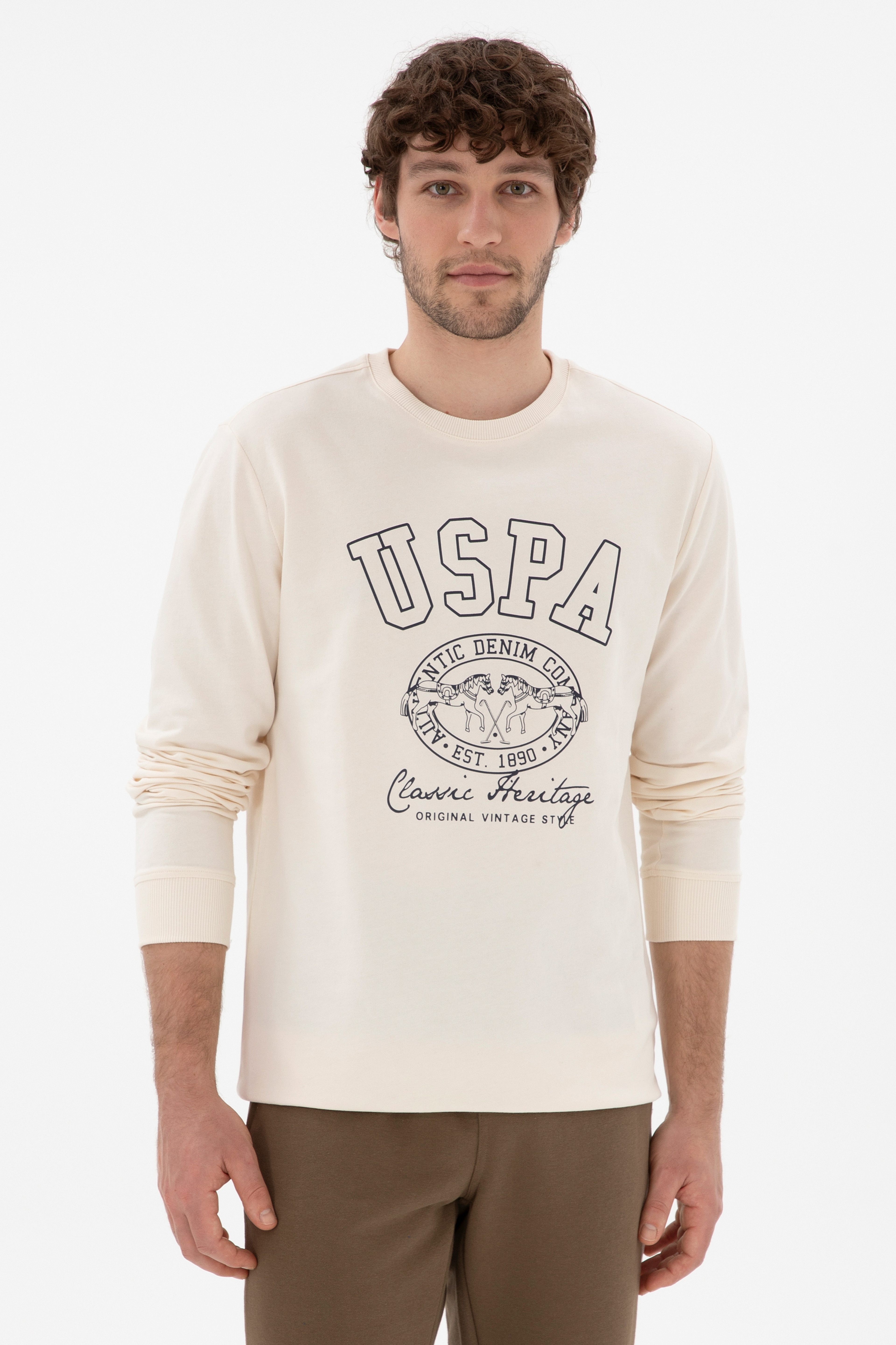 Erkek Krem Sweatshirt - Image 1