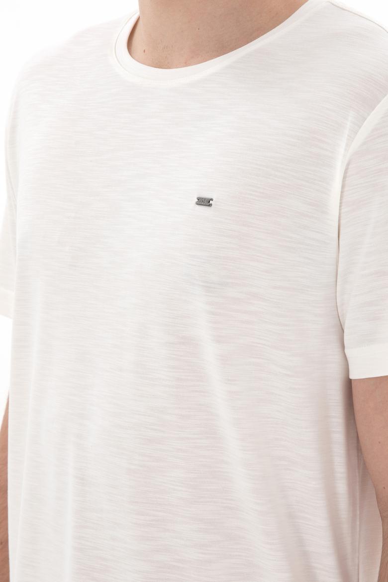 Erkek Regular Fit Bisiklet Yaka Modal Ekru Basic Tişört - 50298033135