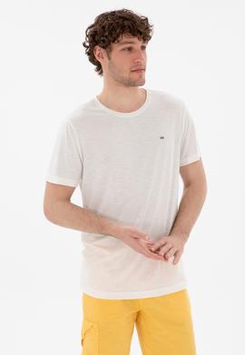 Erkek Regular Fit Bisiklet Yaka Modal Ekru Basic Tişört - 50298033135