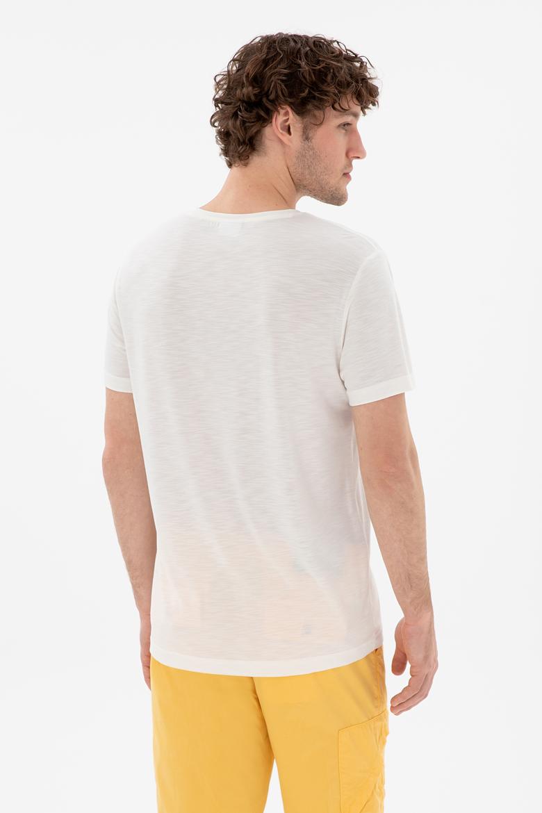 Erkek Regular Fit Bisiklet Yaka Modal Ekru Basic Tişört - 50298033135