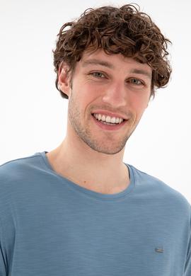 Erkek Regular Fit Bisiklet Yaka Modal Mavi Basic Tişört - 50298033071