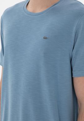 Erkek Regular Fit Bisiklet Yaka Modal Mavi Basic Tişört - 50298033071