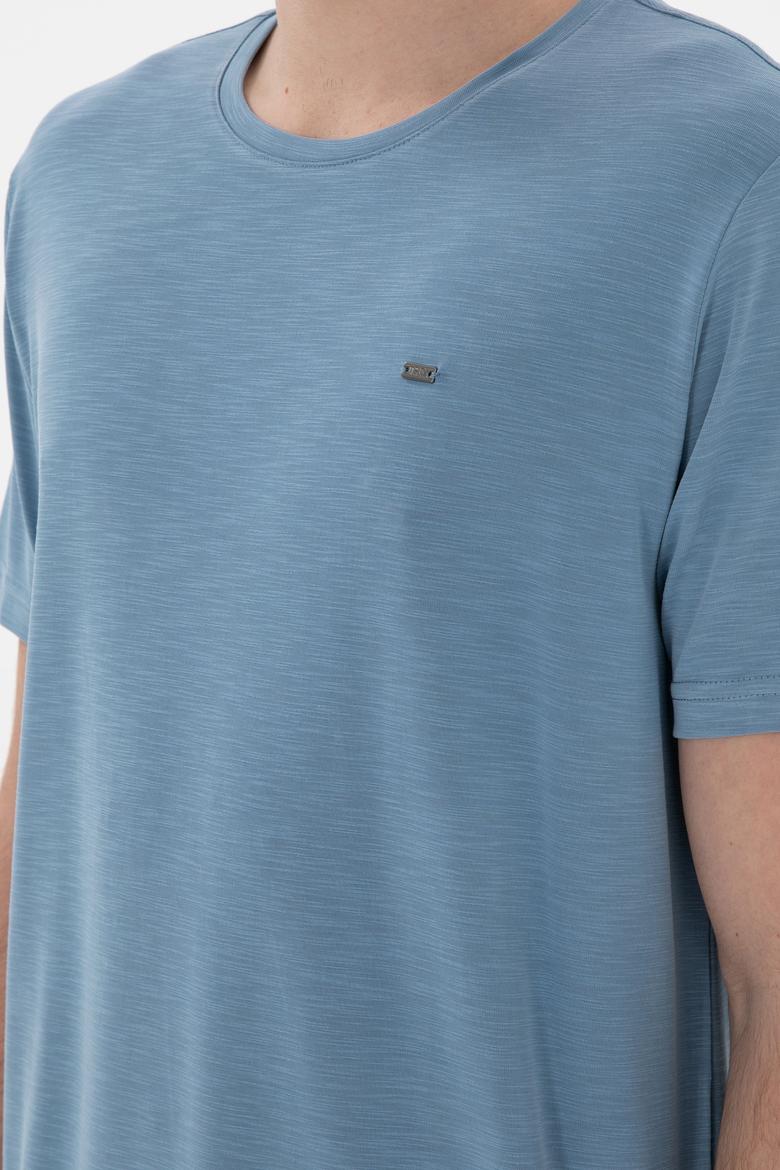 Erkek Regular Fit Bisiklet Yaka Modal Mavi Basic Tişört - 50298033071