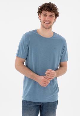 Erkek Regular Fit Bisiklet Yaka Modal Mavi Basic Tişört - 50298033071