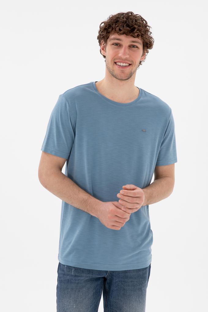 Erkek Regular Fit Bisiklet Yaka Modal Mavi Basic Tişört