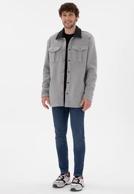 Erkek Gri Melanj Örme Hırka - 50290593019