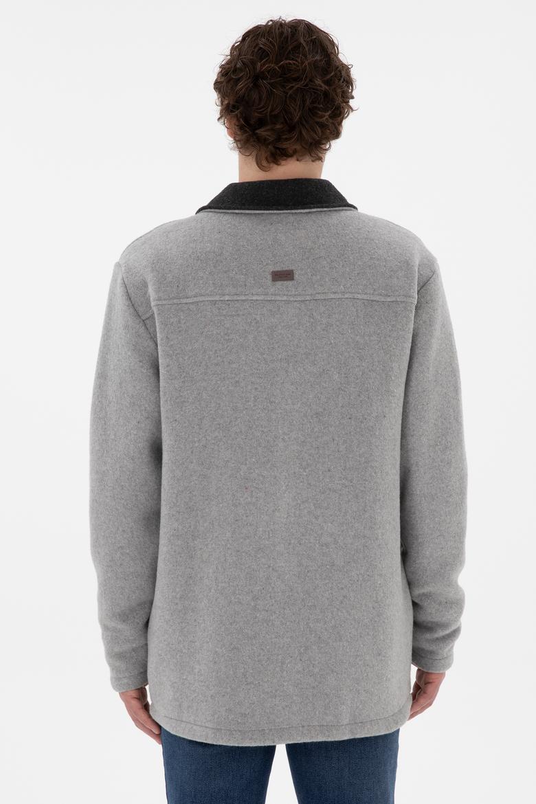 Erkek Gri Melanj Örme Hırka - 50290593019