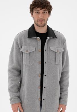 Erkek Gri Melanj Örme Hırka - 50290593019