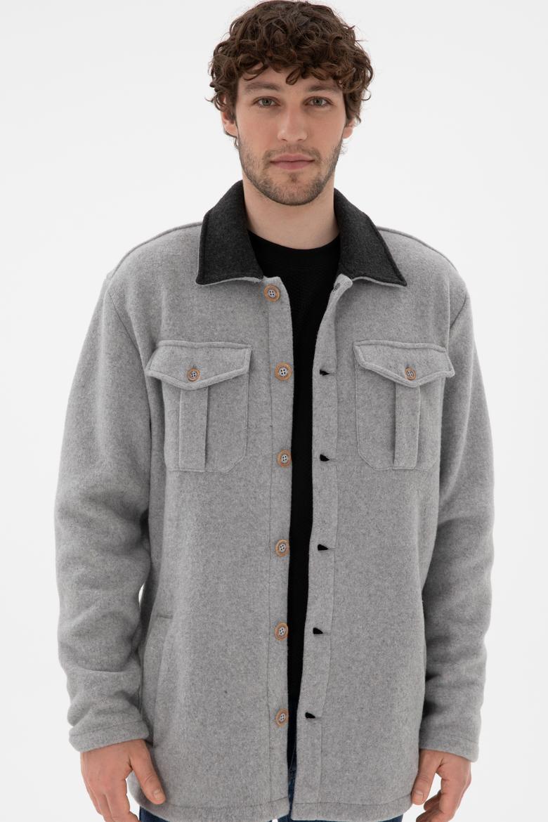 Erkek Gri Melanj Örme Hırka - 50290593019