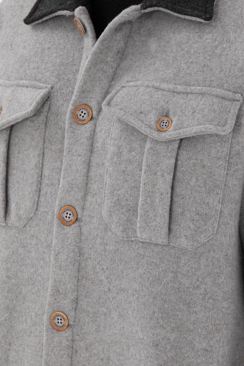 Erkek Gri Melanj Örme Hırka - 50290593019