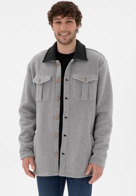 Erkek Gri Melanj Örme Hırka - 50290593019