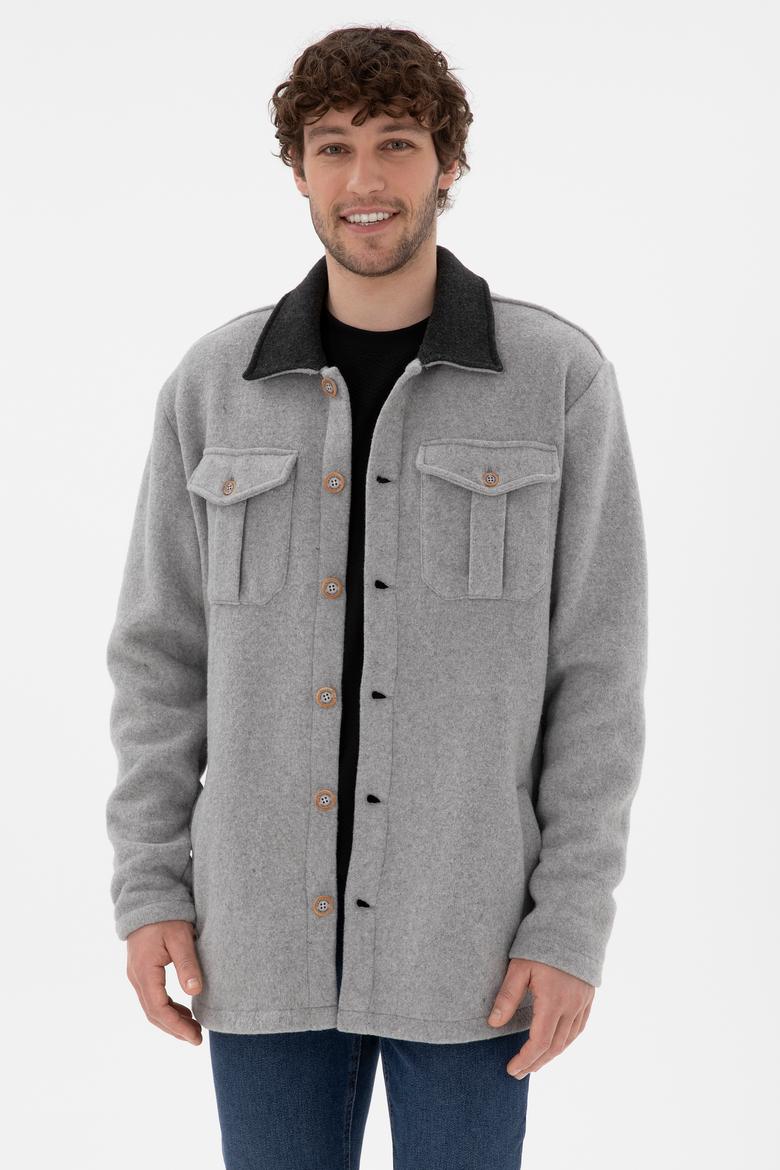 Erkek Gri Melanj Örme Hırka