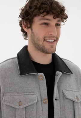 Erkek Gri Melanj Örme Hırka - 50290593019