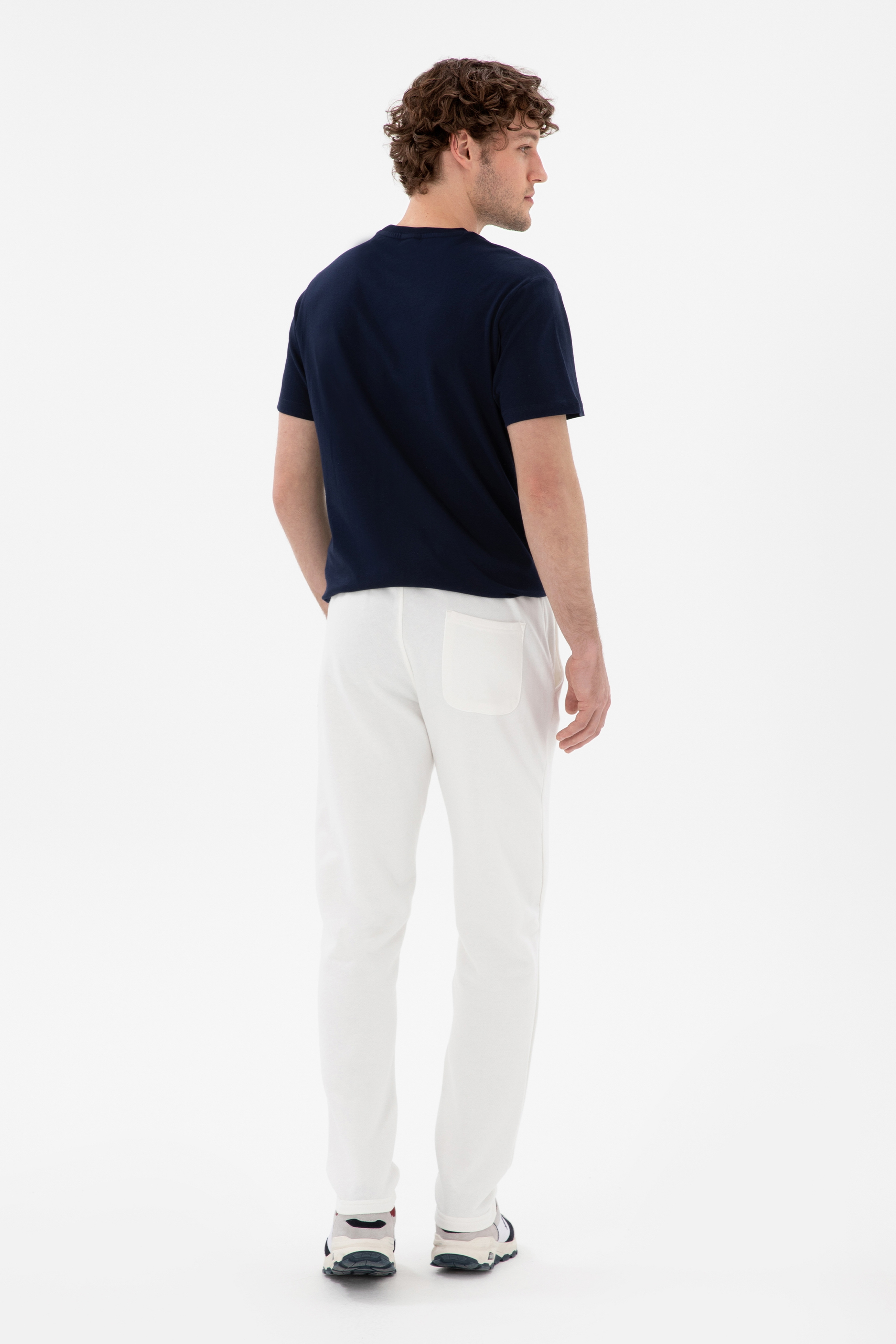 Erkek Slim Fit Düz Paça Ekru Eşofman Altı