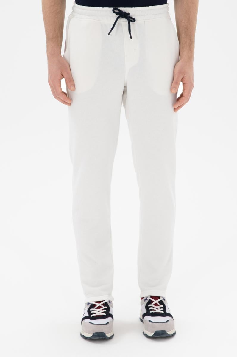 Erkek Slim Fit Düz Paça Ekru Eşofman Altı