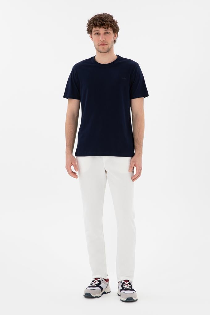 Erkek Slim Fit Düz Paça Ekru Eşofman Altı