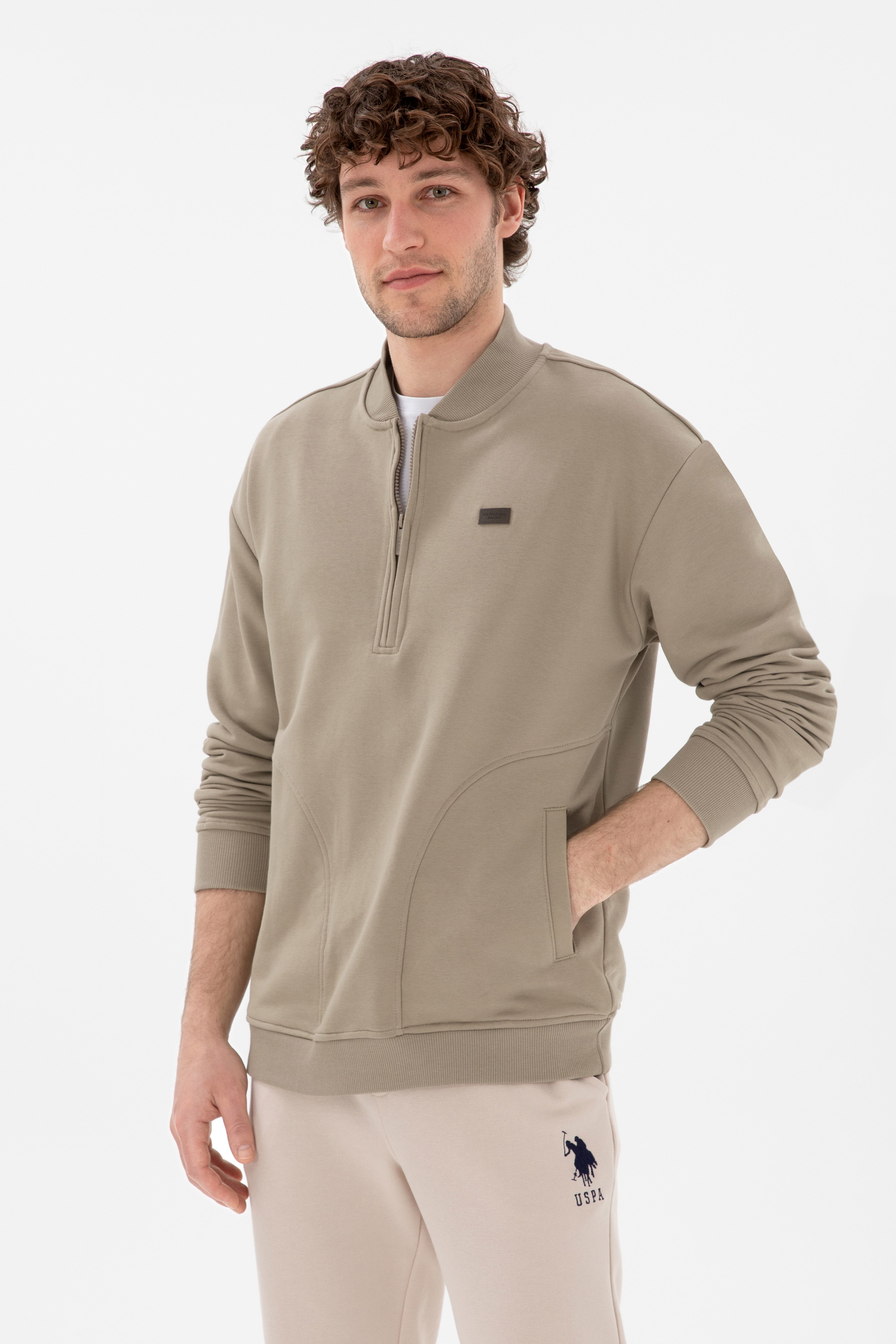 Erkek Açık Haki Sweatshirt - Image 1