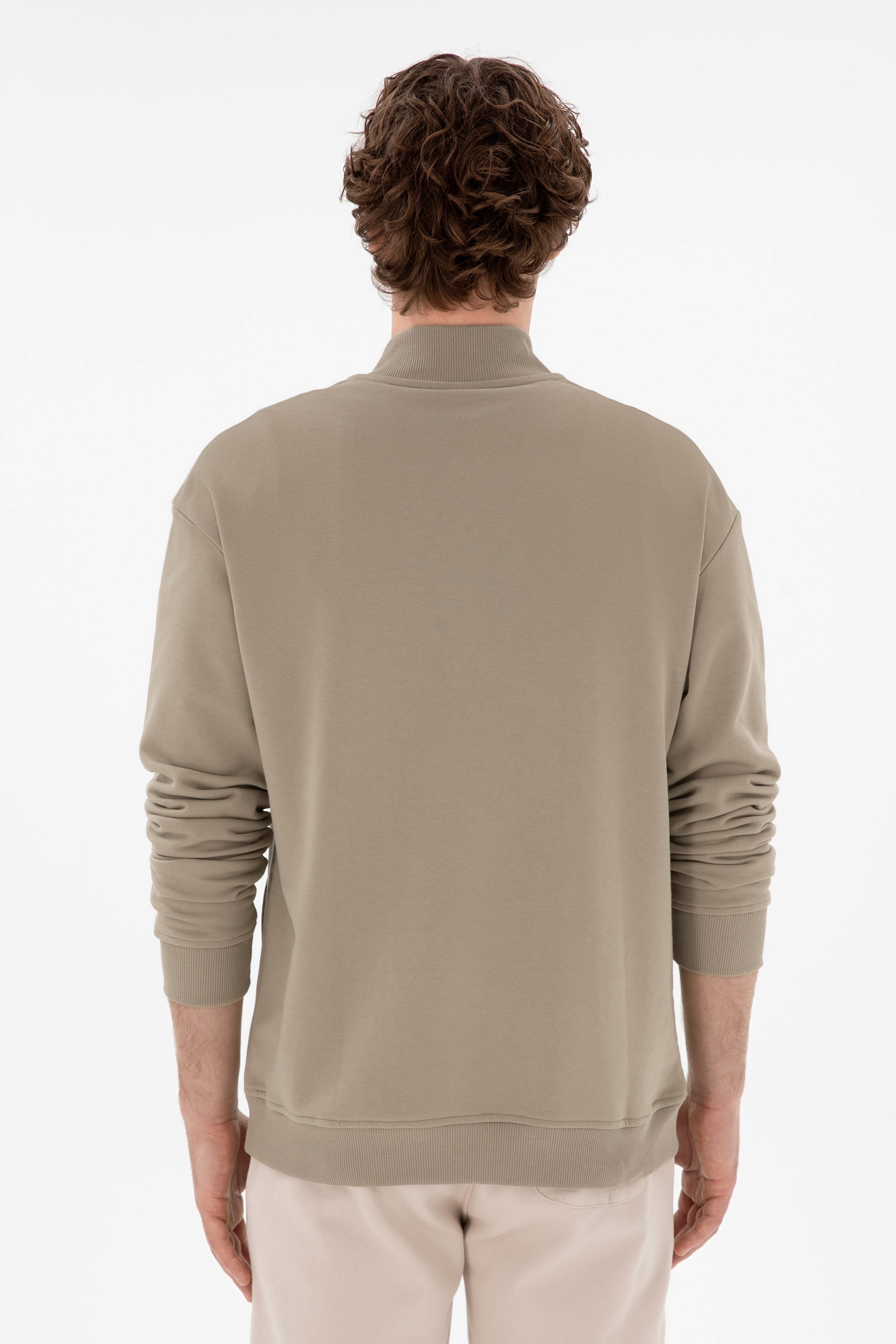 Erkek Açık Haki Sweatshirt - Image 5