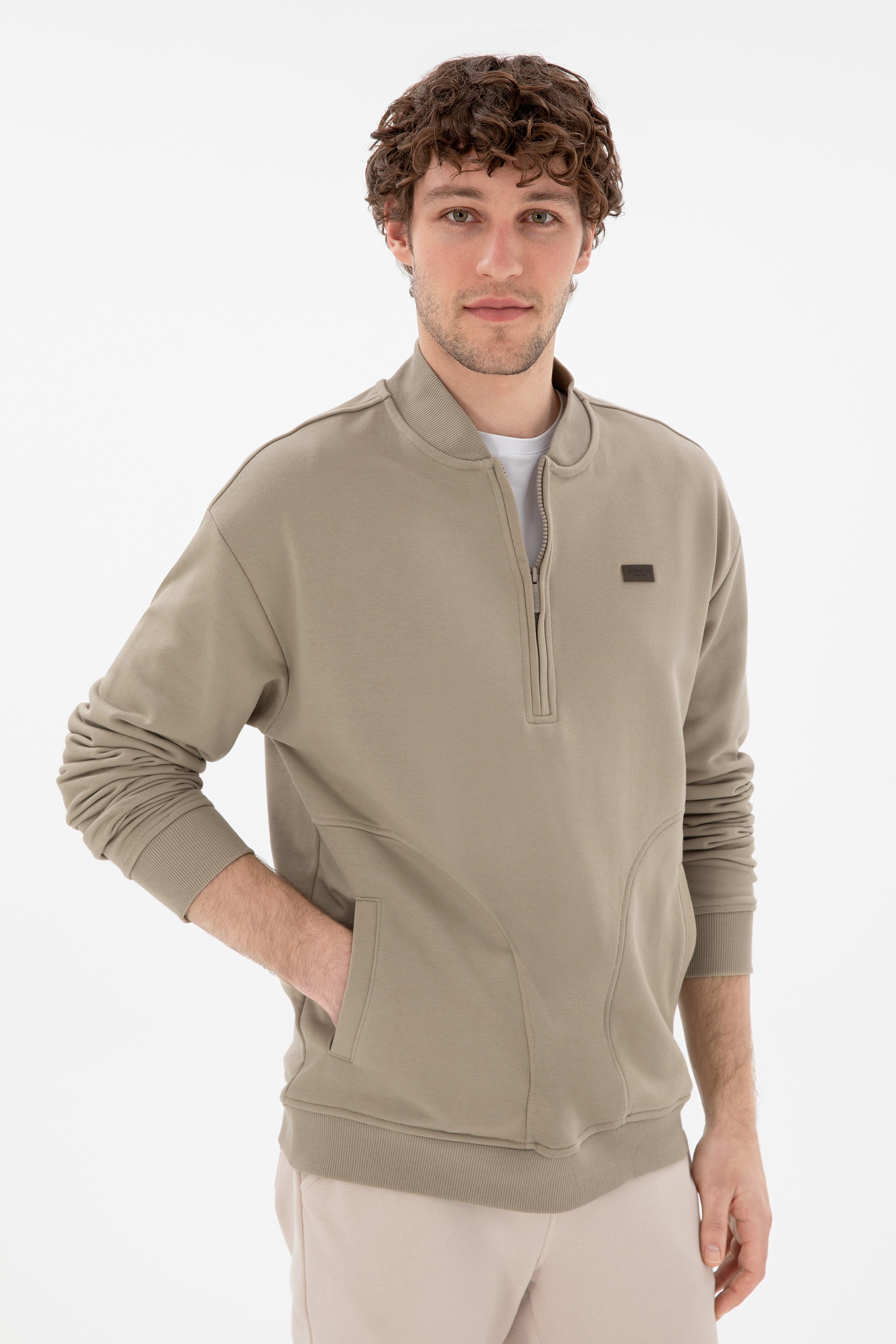 Erkek Açık Haki Sweatshirt - Image 3