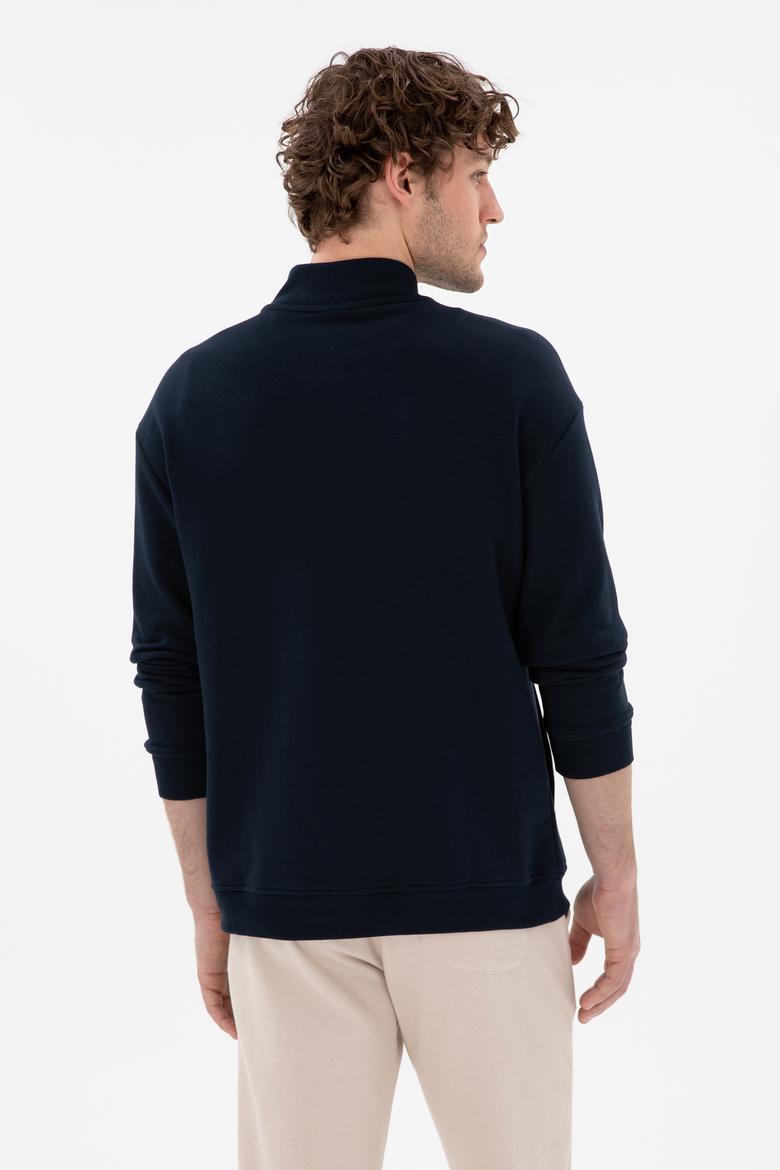 Erkek Comfort Fit Yarım Fermuarlı Yaka Lacivert Sweatshirt - 50293380026