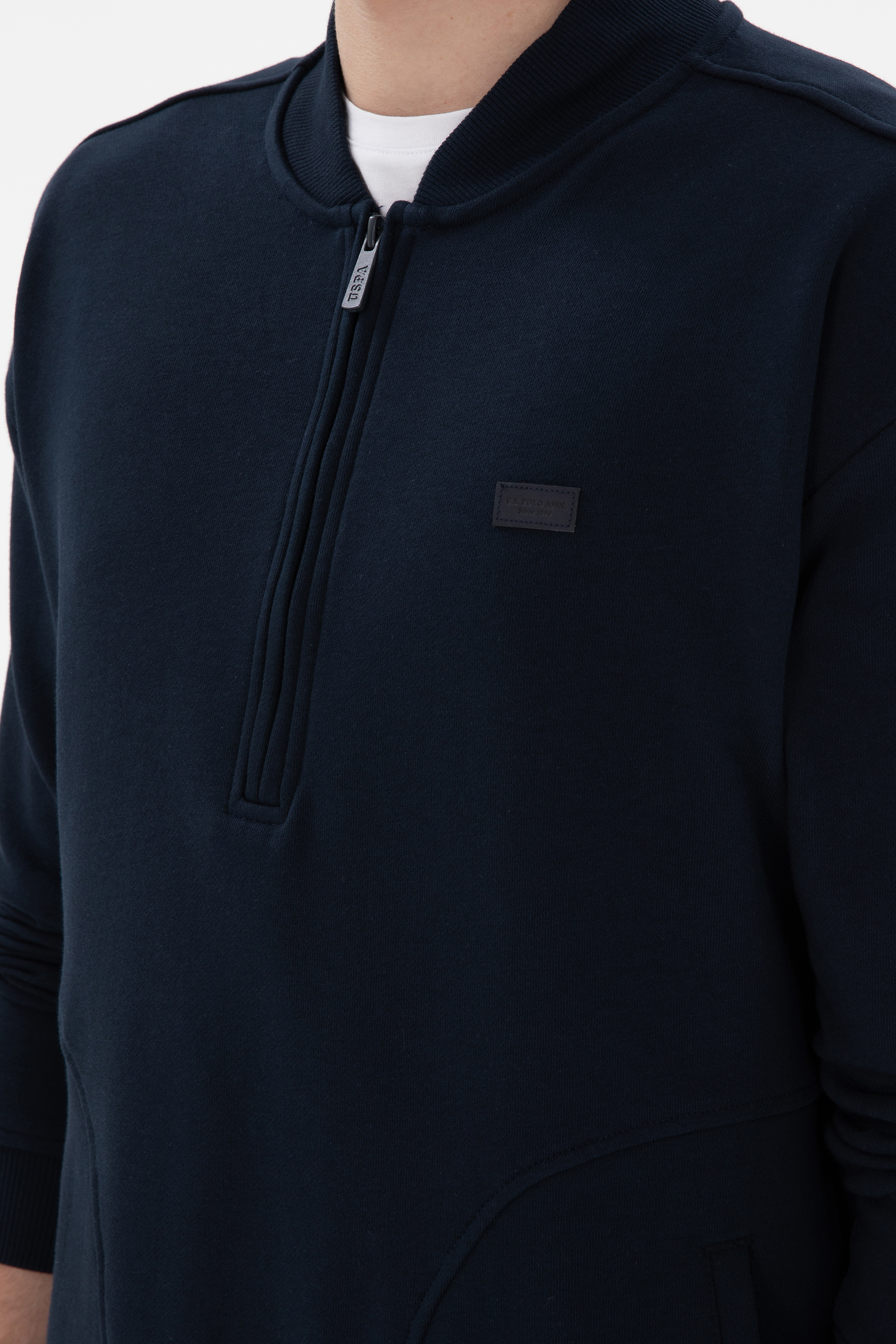 Erkek Comfort Fit Yarım Fermuarlı Yaka Lacivert Sweatshirt - Image 7