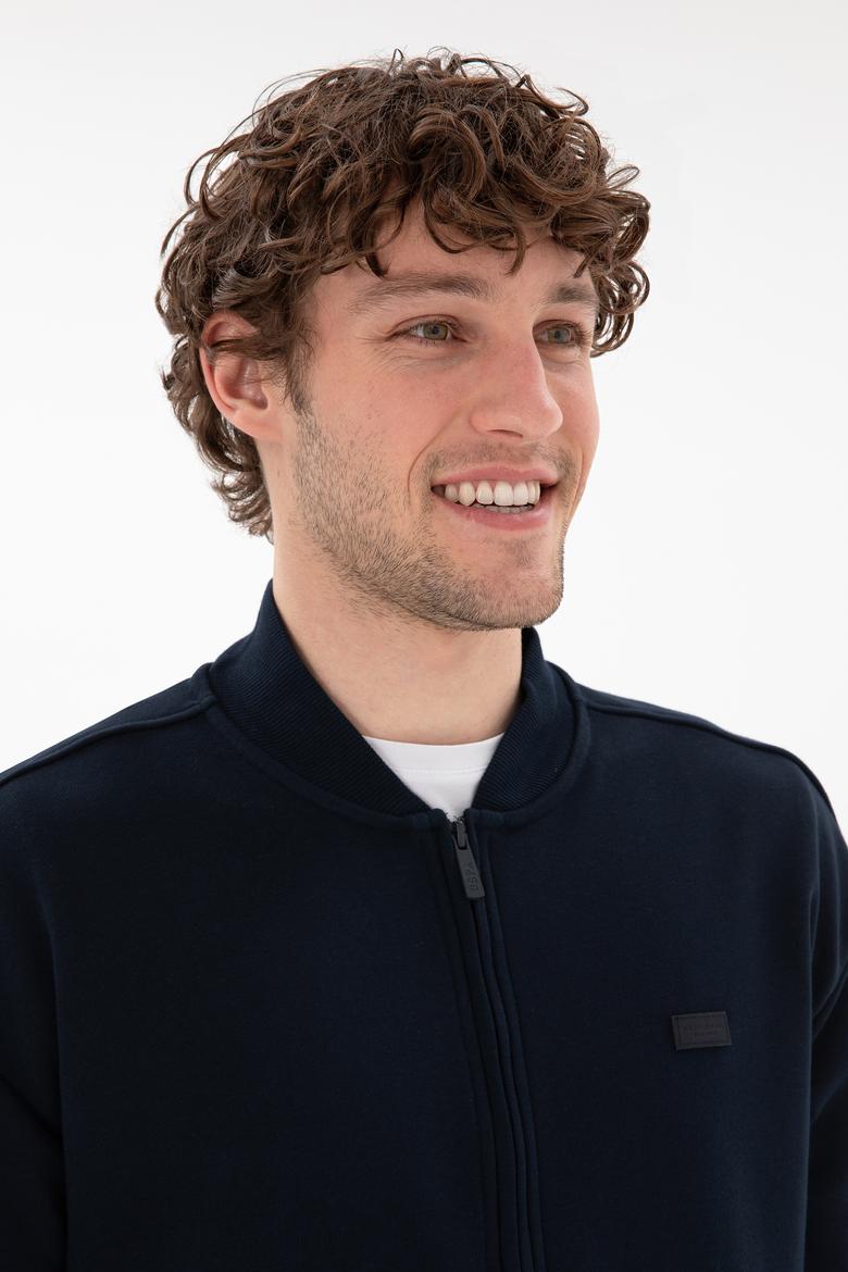 Erkek Comfort Fit Yarım Fermuarlı Yaka Lacivert Sweatshirt - 50293380026