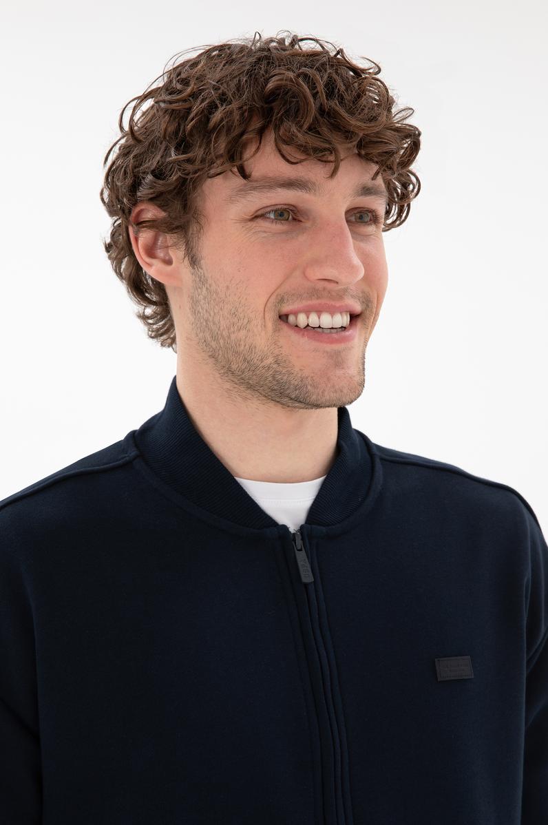 Erkek Comfort Fit Yarım Fermuarlı Yaka Lacivert Sweatshirt