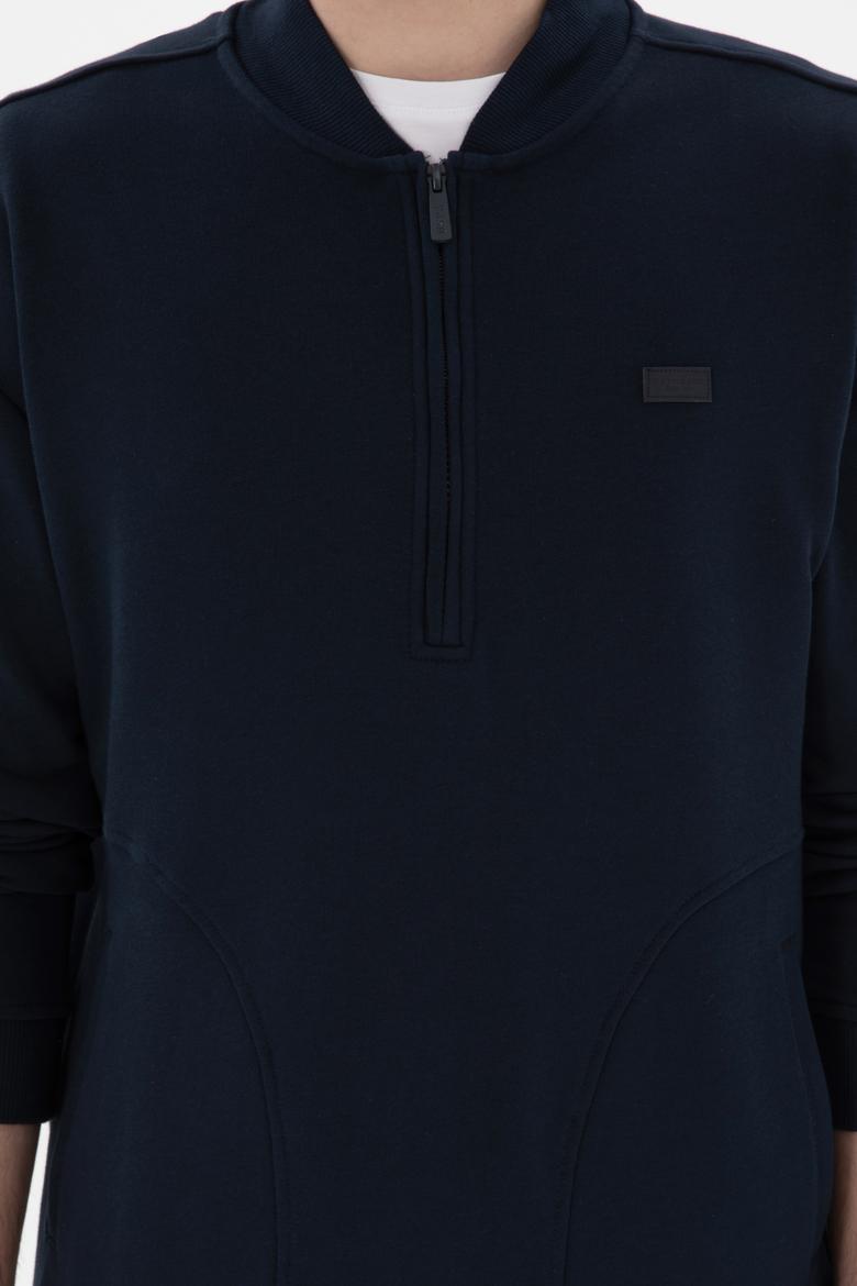 Erkek Comfort Fit Yarım Fermuarlı Yaka Lacivert Sweatshirt - 50293380026