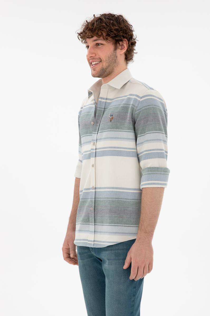 Erkek Saks Uzun Kollu Gömlek