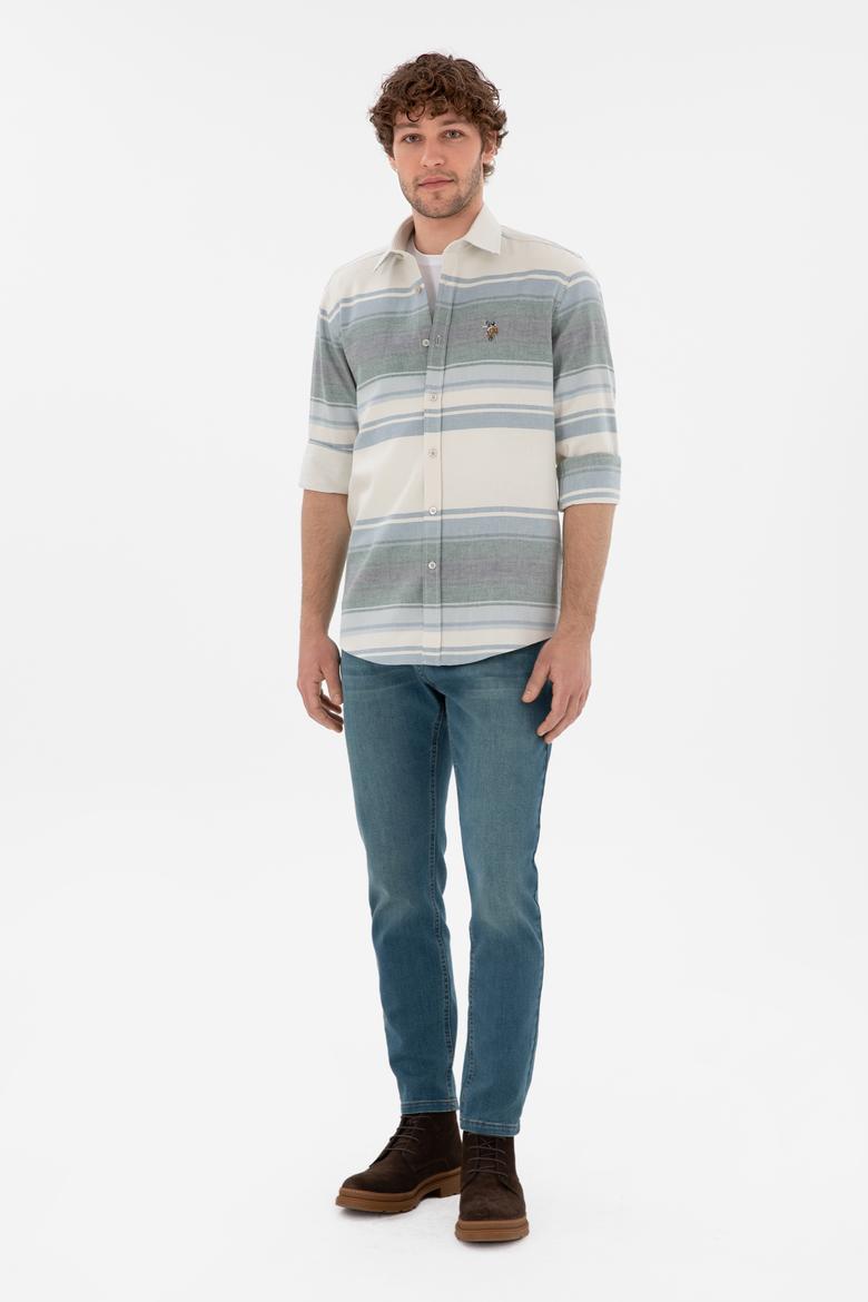 Erkek Saks Uzun Kollu Gömlek - 50291804015