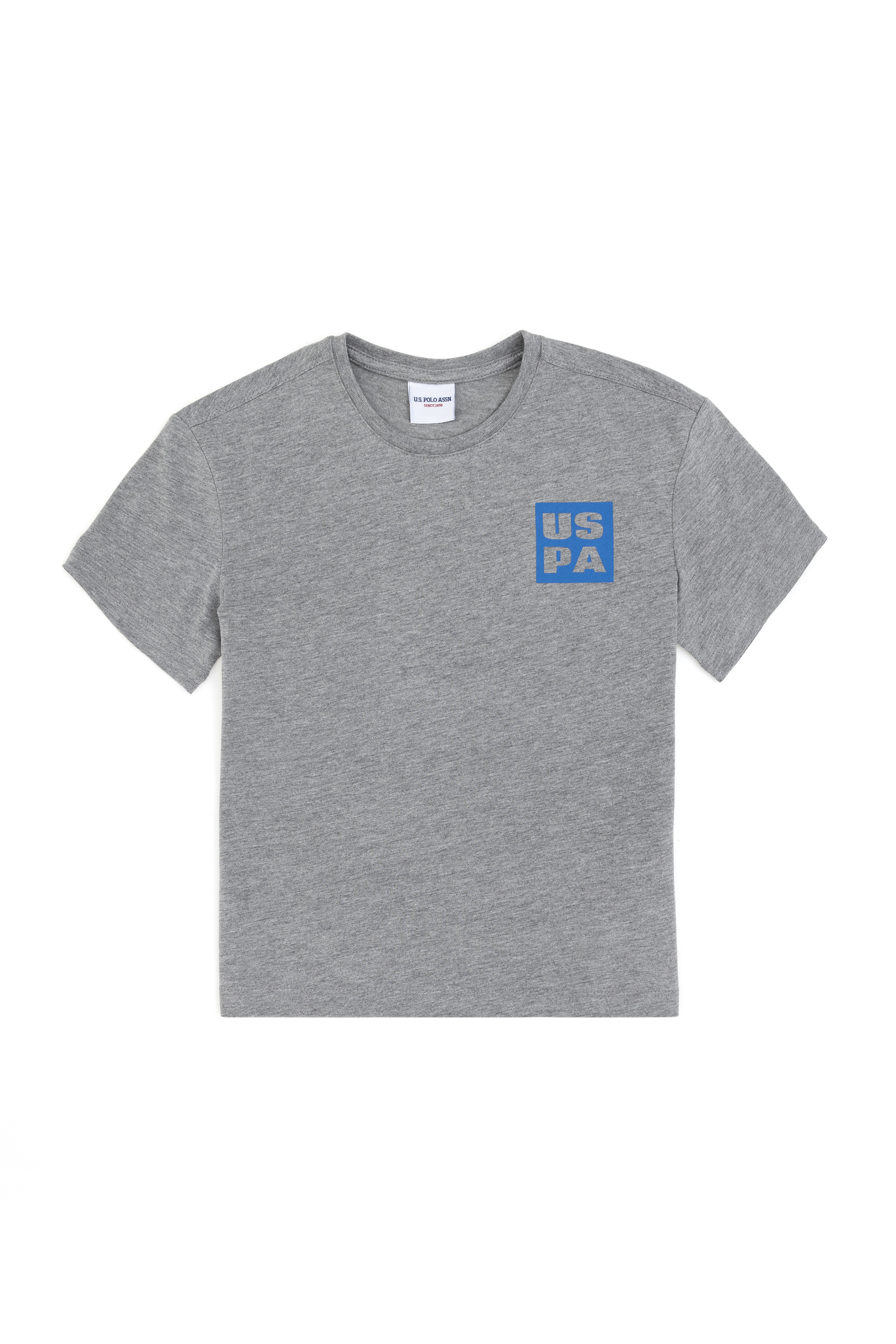 Erkek Çocuk Gri Melanj Comfort Basic Bisiklet Yaka Tişört - Image 1
