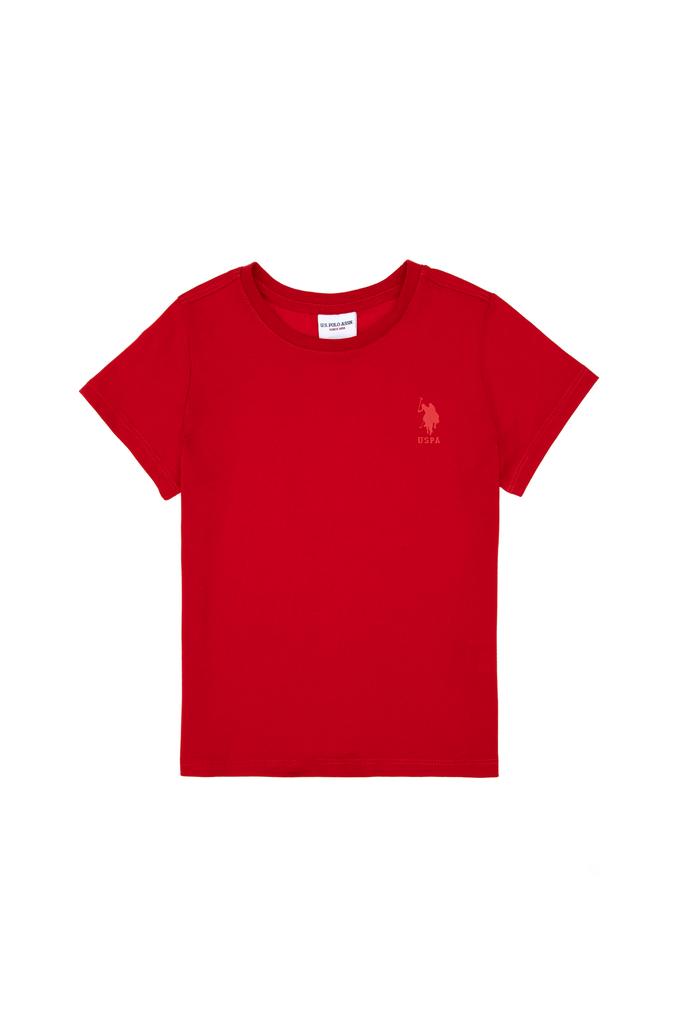 Erkek Çocuk Kırmızı Basic Bisiklet Yaka Tişört