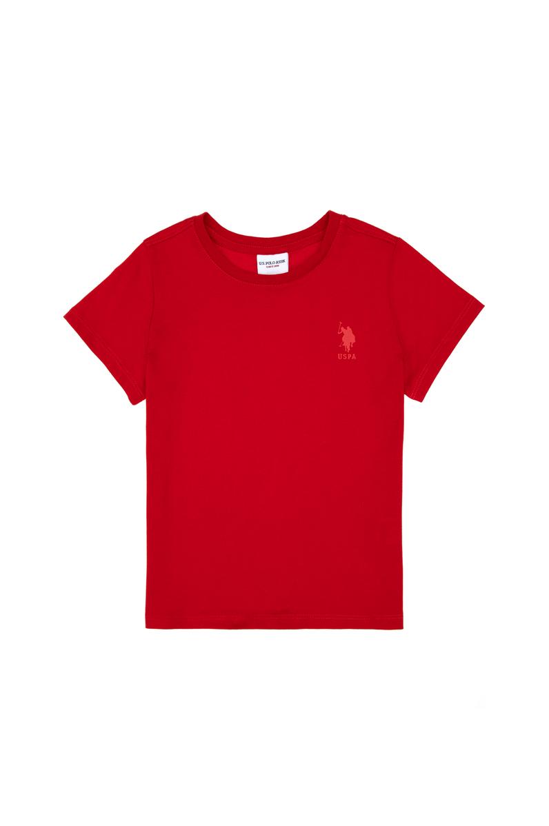 Erkek Çocuk Kırmızı Basic Bisiklet Yaka Tişört