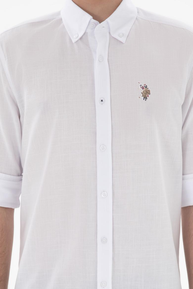 Erkek Beyaz Uzun Kollu Basic Gömlek - 50298000006