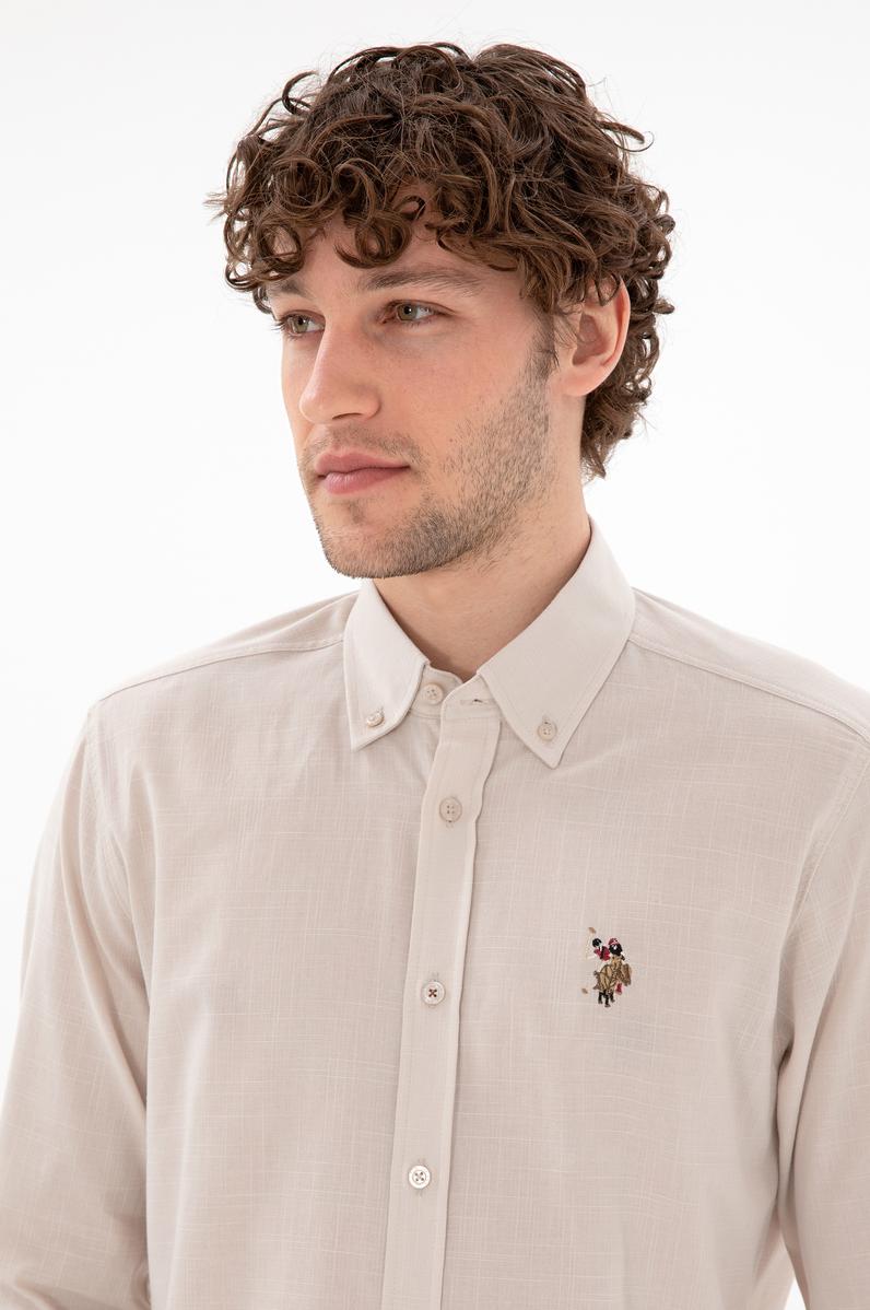 Erkek Taş Uzun Kollu Basic Gömlek