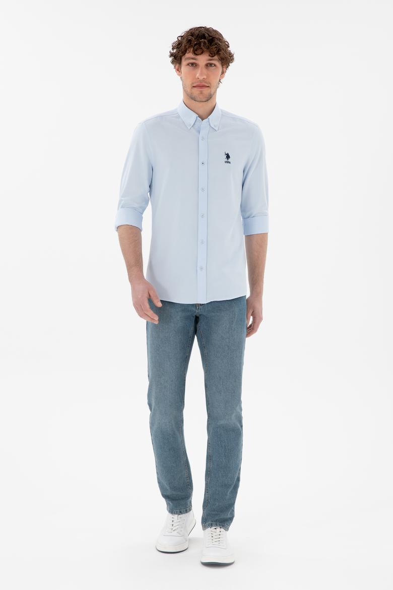 Erkek Açık Mavi Uzun Kollu Basic Gömlek - 50297997066