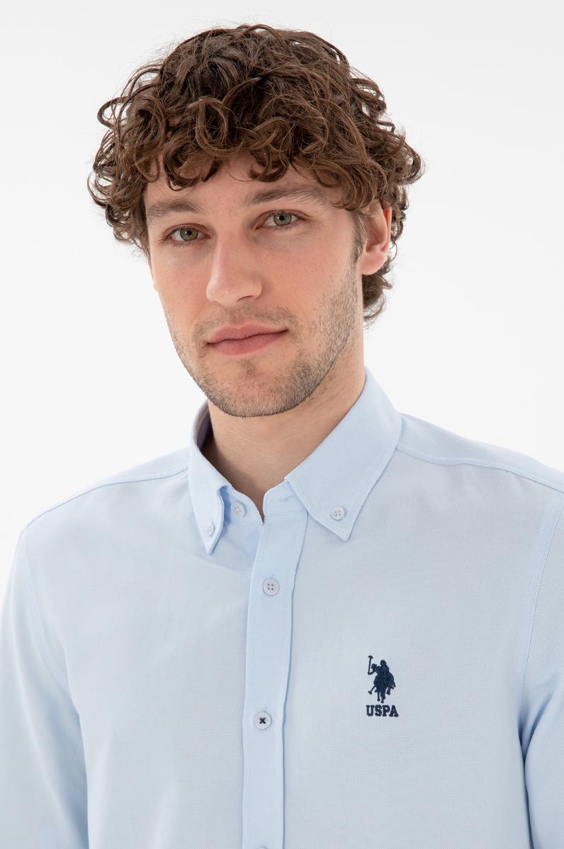 Erkek Açık Mavi Uzun Kollu Basic Gömlek