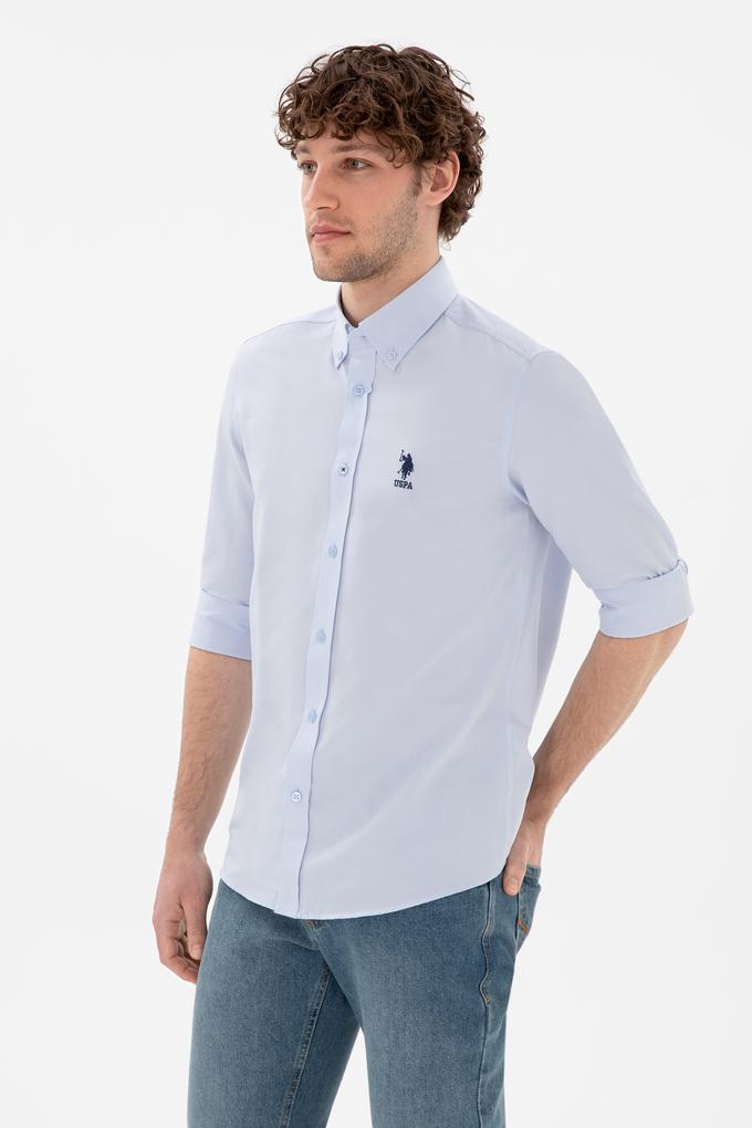 Erkek Açık Mavi Uzun Kollu Basic Gömlek