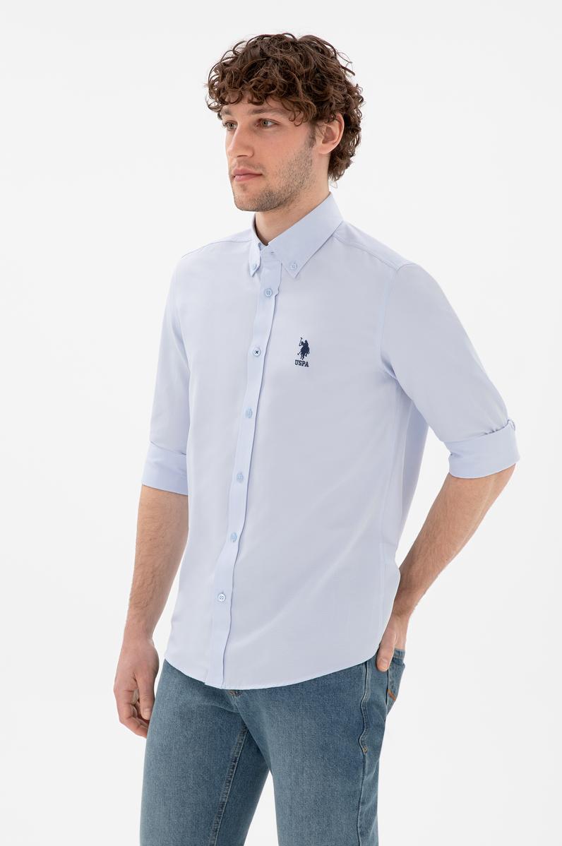 Erkek Açık Mavi Uzun Kollu Basic Gömlek