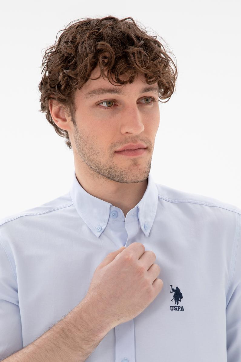 Erkek Açık Mavi Uzun Kollu Basic Gömlek