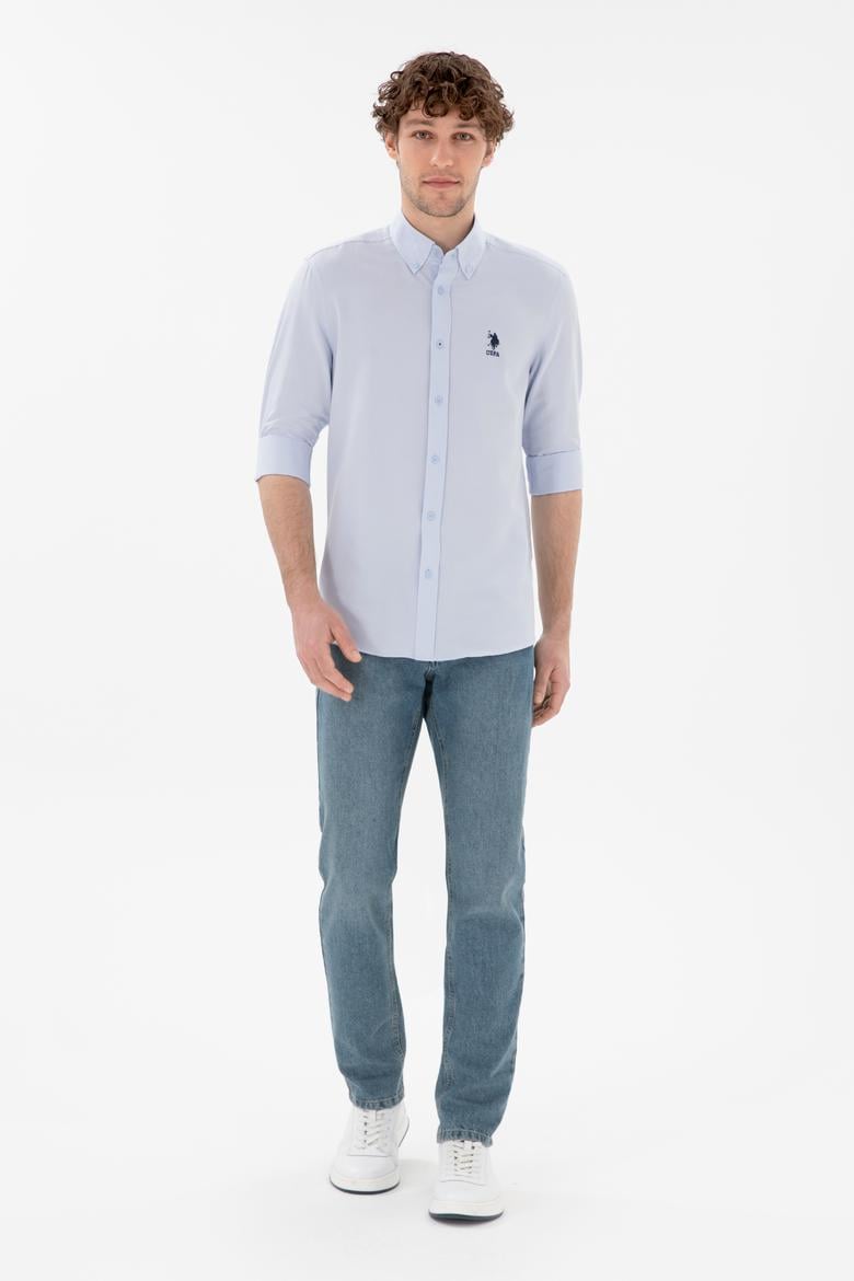 Erkek Açık Mavi Uzun Kollu Basic Gömlek - 50298009014