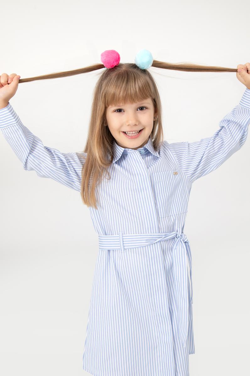 Kız Çocuk Açık Mavi Dokuma Elbise